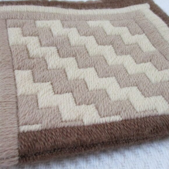 Vintage wool handwoven boho clutch bag brown beige soft lined pouch hand made - Picture 7 of 9